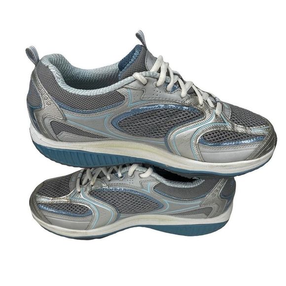 Skechers Shape Ups Women's 8.5 XF Accelerators Silver Blue White 12320 Toneing - Picture 7 of 10